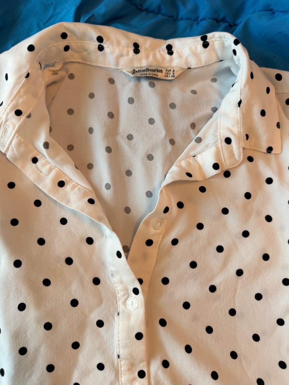 Stradivarius White Dress with Black and Gray Polka Dots - Picture 5 of 8